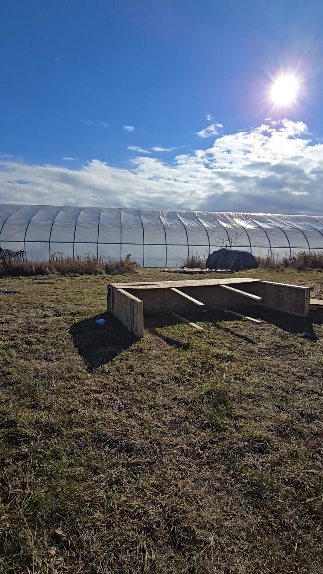 Exterior view of a completed commercial hoop house