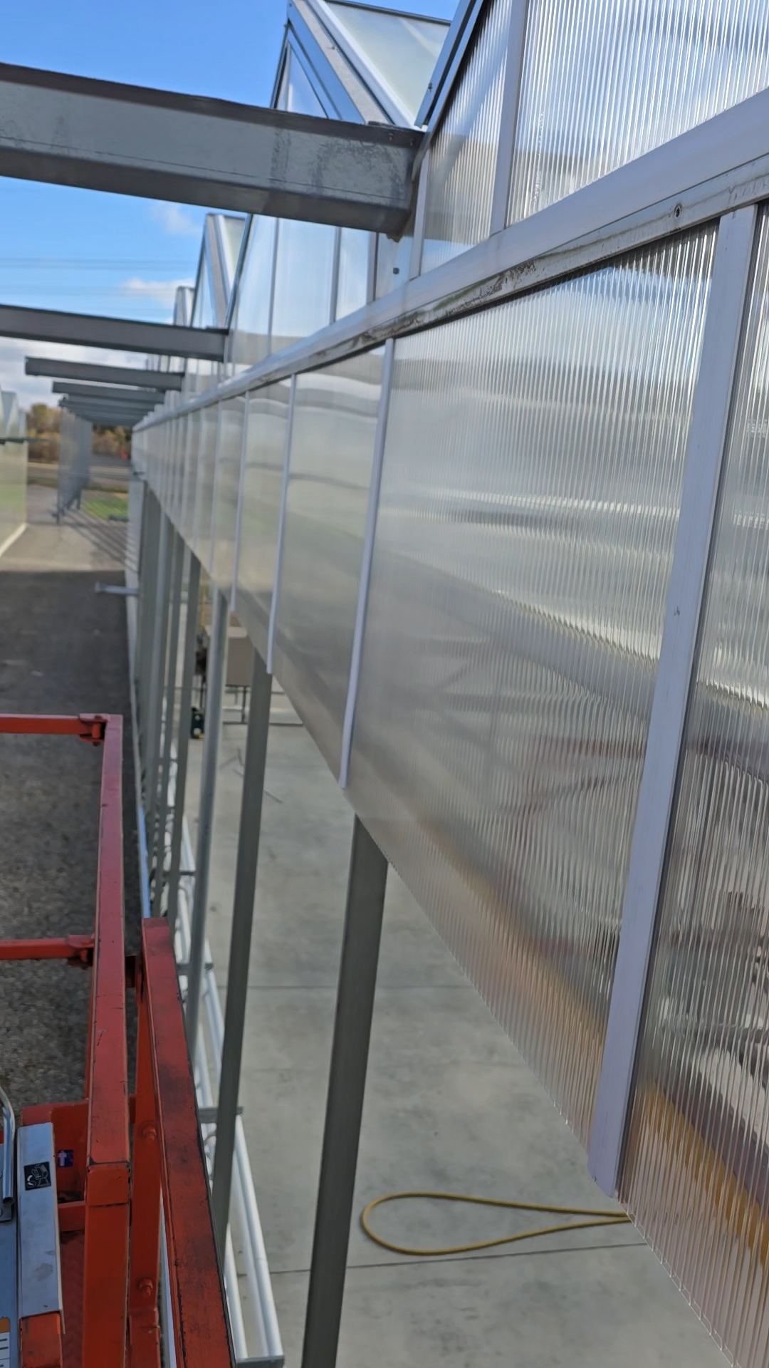 Completed polycarbonate wall installation