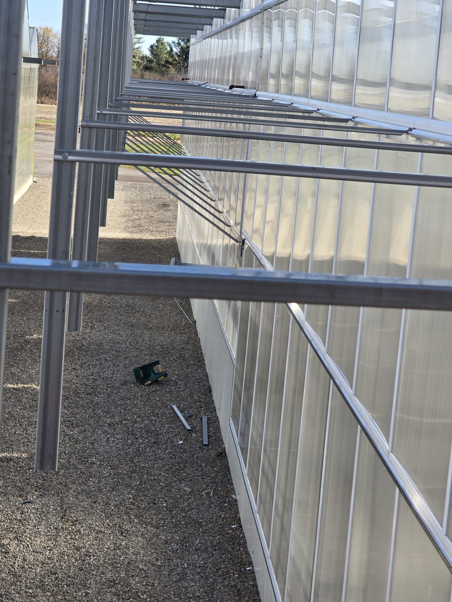 Exterior polycarbonate wall with roof vents open
