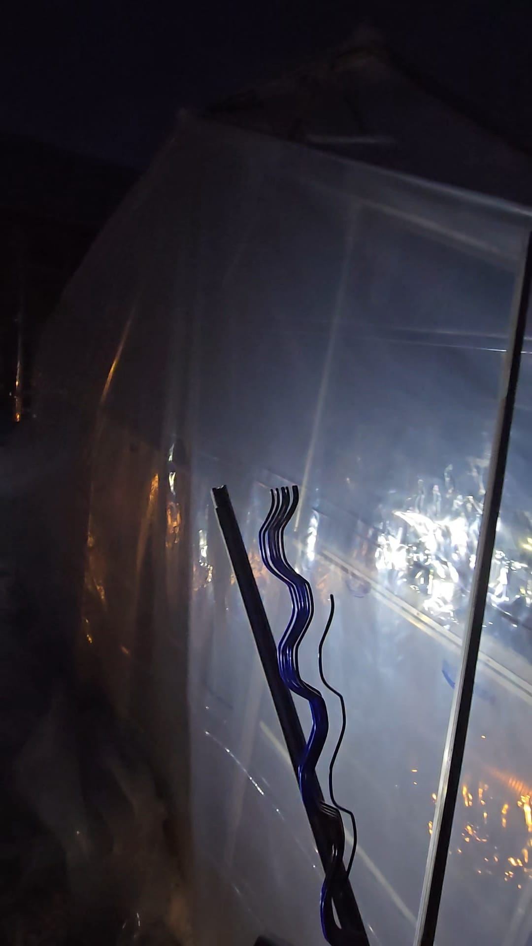 Cable system installation captured during a night shift